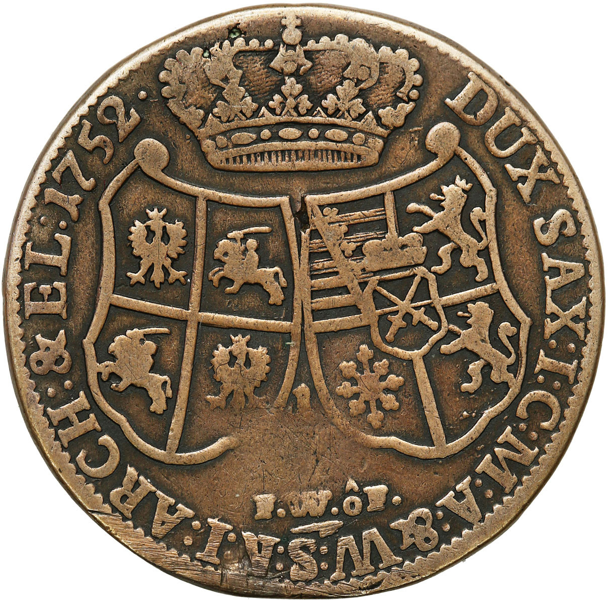 August III Sas. 1/3 talara (1/2 guldena) 1752 FWôF, Drezno